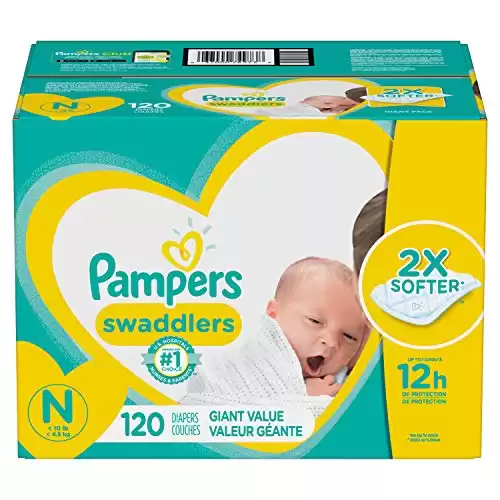 Pampers Swaddlers Disposable Diapers Newborn, Size N, 120 Count, GIANT