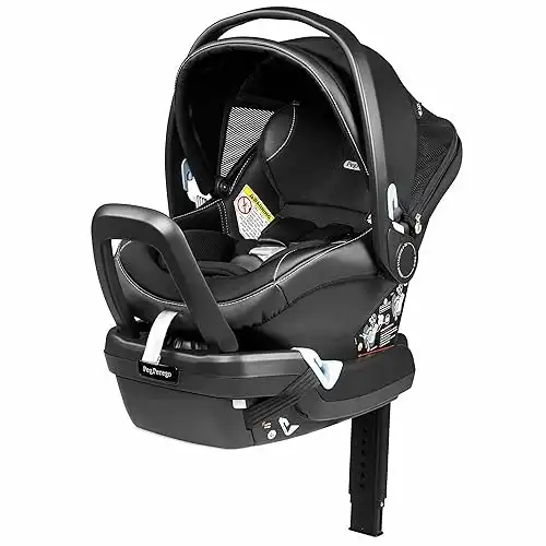 Peg Perego Primo Viaggio 4-35 Nido - Rear Facing Infant Car Seat - Includes Base with Load Leg & Anti-Rebound Bar - for Babies 4 to 35 lbs - Made in Italy - Licorice (Black)