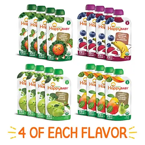 Happy Baby Organics Simple Combos Stage 2 Baby Food, Variety Pack, 4 Ounce (Pack of 16) Flavors May Vary