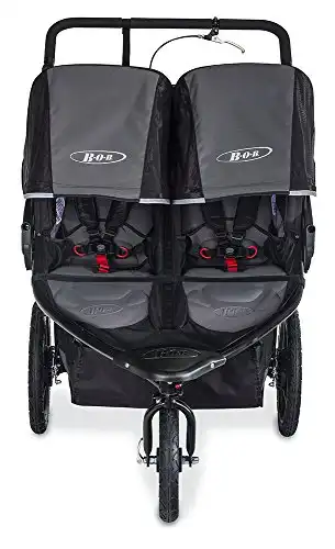 BOB Gear Revolution Pro Duallie Jogging Stroller - Up to 100 pounds - UPF 50Plus Canopy - Easy Fold - Adjustable Handlebar with Hand Brake, Black