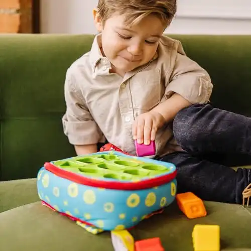 Melissa & Doug K's Kids Take-Along Shape Sorter Baby Toy With 2-Sided Activity Bag and 9 Textured Shape Blocks - Sensory / Travel /Toys For Toddlers And Infants