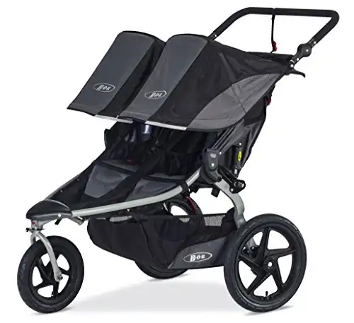 BOB Revolution Flex Duallie 2.0 Jogging Stroller - Up to 100 Pounds - UPF 50+ Canopy - Adjustable Handlebar, Black